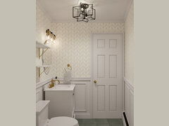 Eclectic Living Room & Powder Room Design | Decorilla