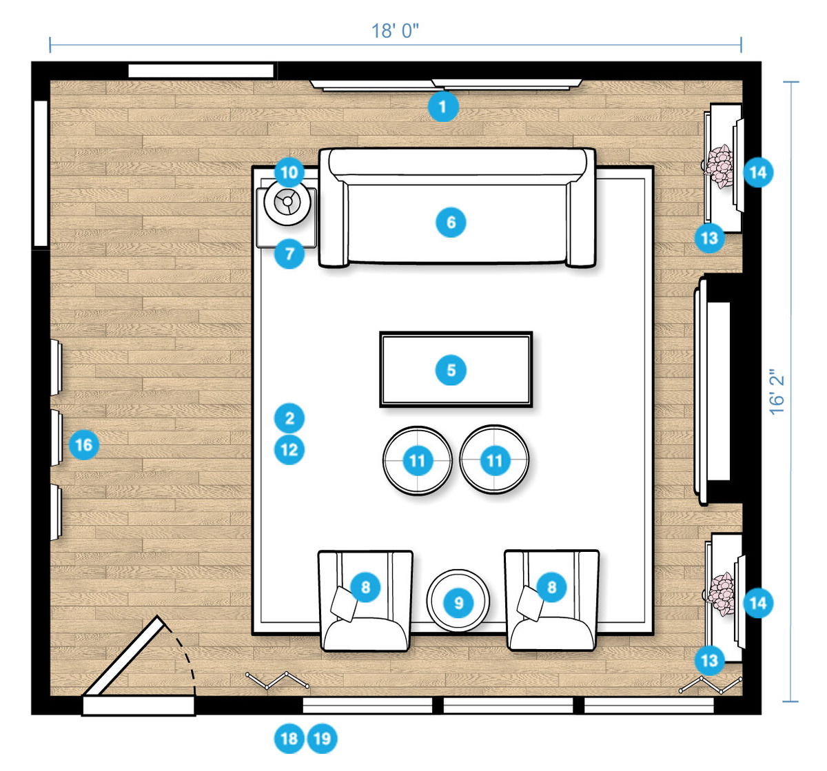 Online Designer Living Room Floorplan