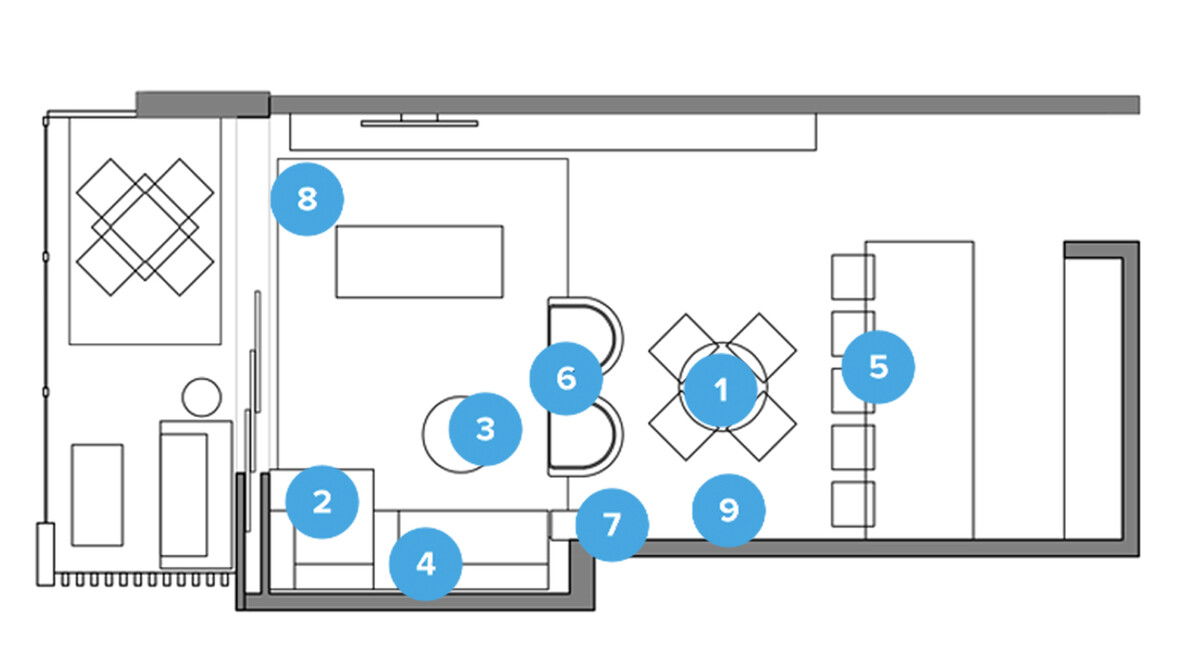 Online Designer Combined Living/Dining Floorplan