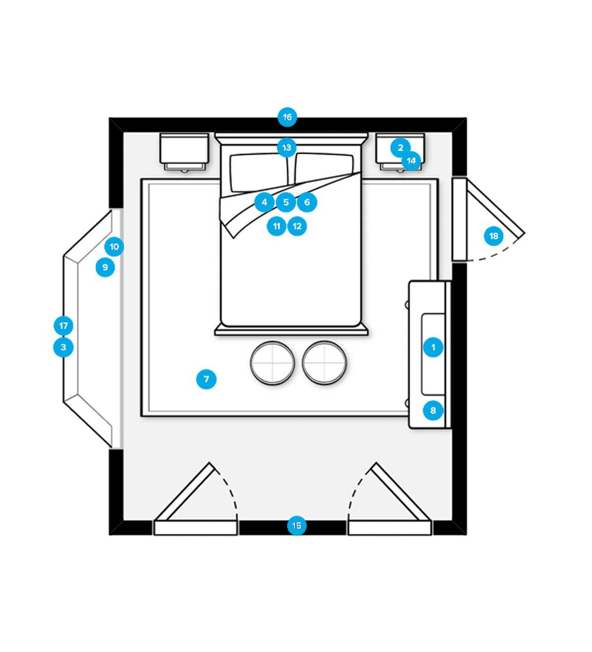 Plano del Dormitorio del Diseñador en Línea