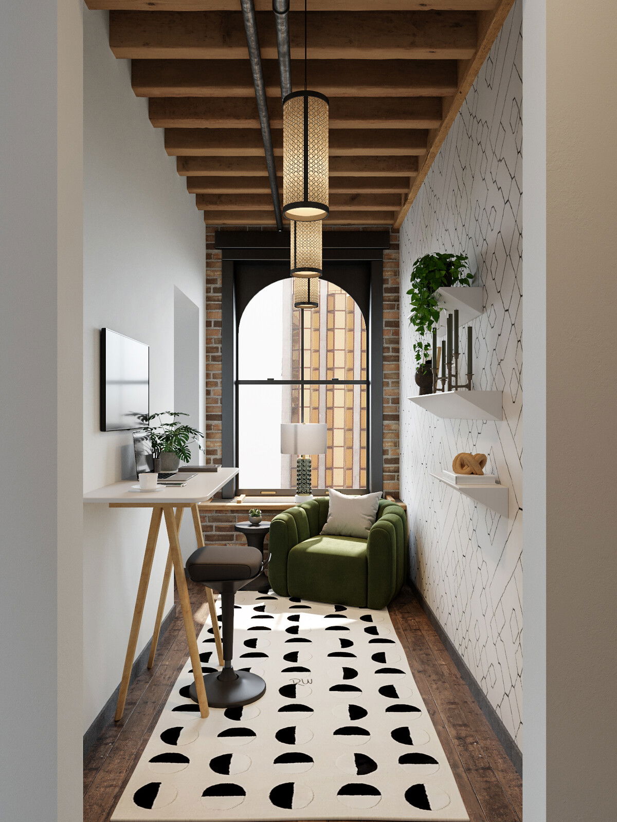 Eclectic Historic Loft Office Design 