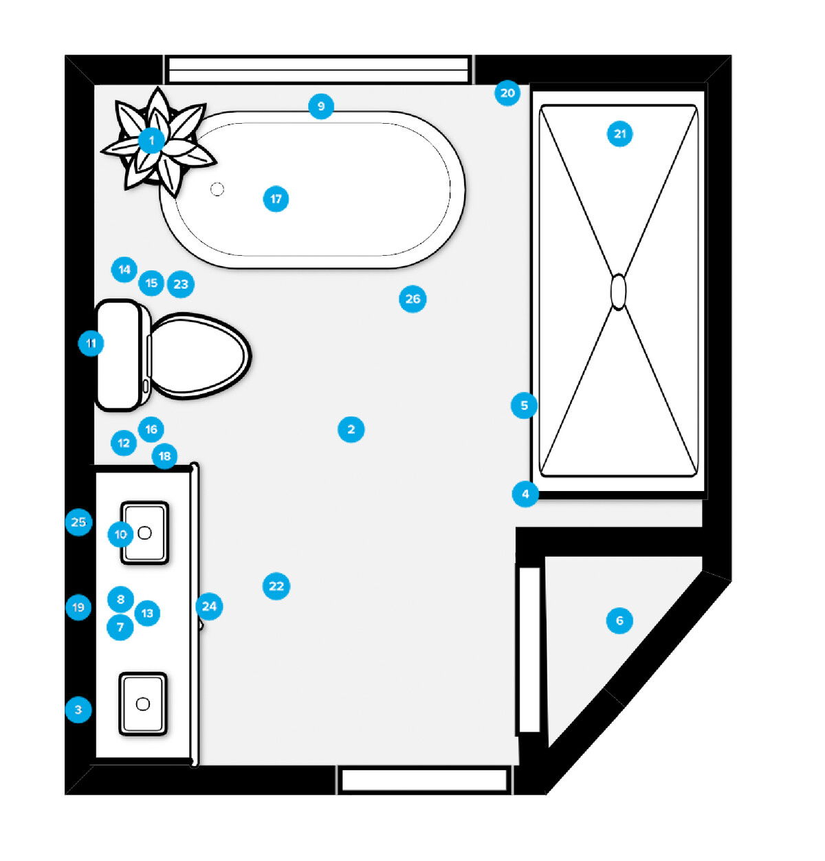 Online Designer Bathroom Floorplan