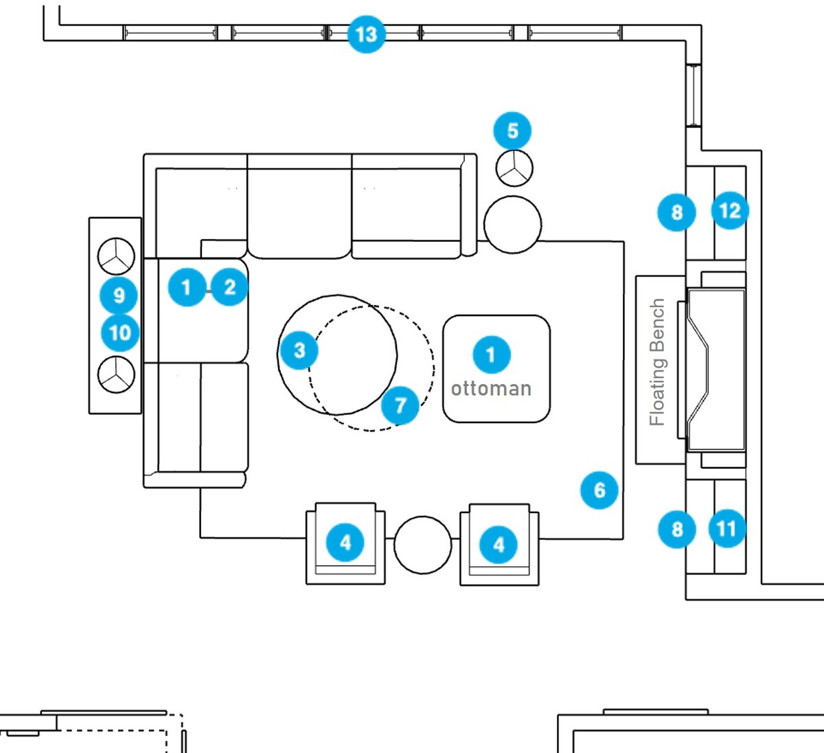 Online Designer Living Room Floorplan