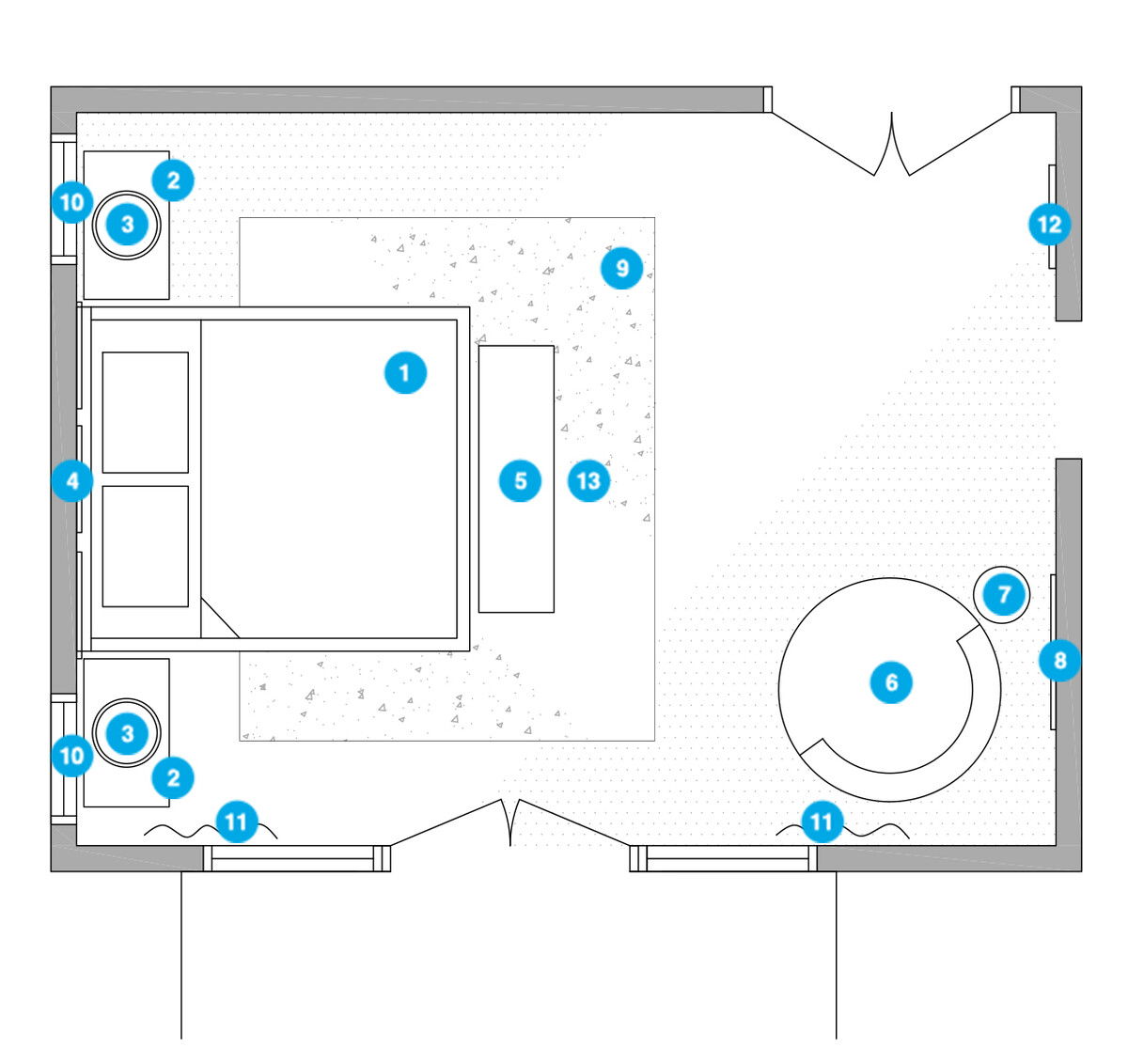 Online Designer Bedroom Floorplan