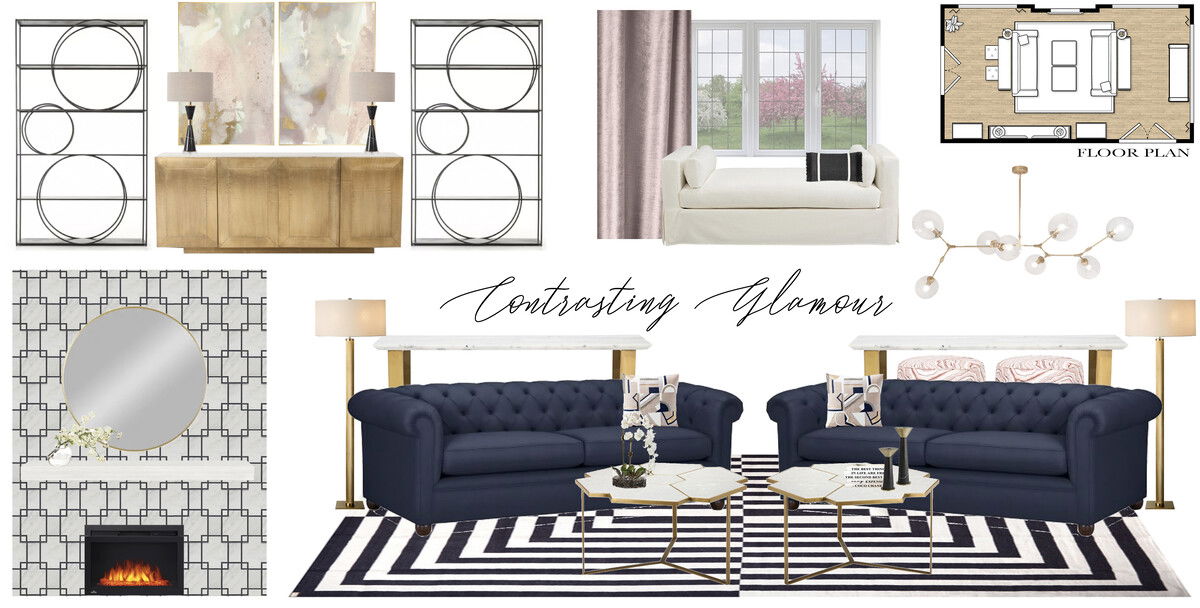 Glamorous Gold-Accented Living Room Design | Decorilla