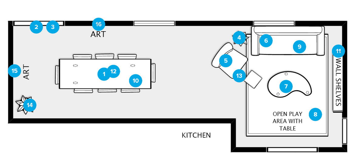 Online Designer Combined Living/Dining Floorplan