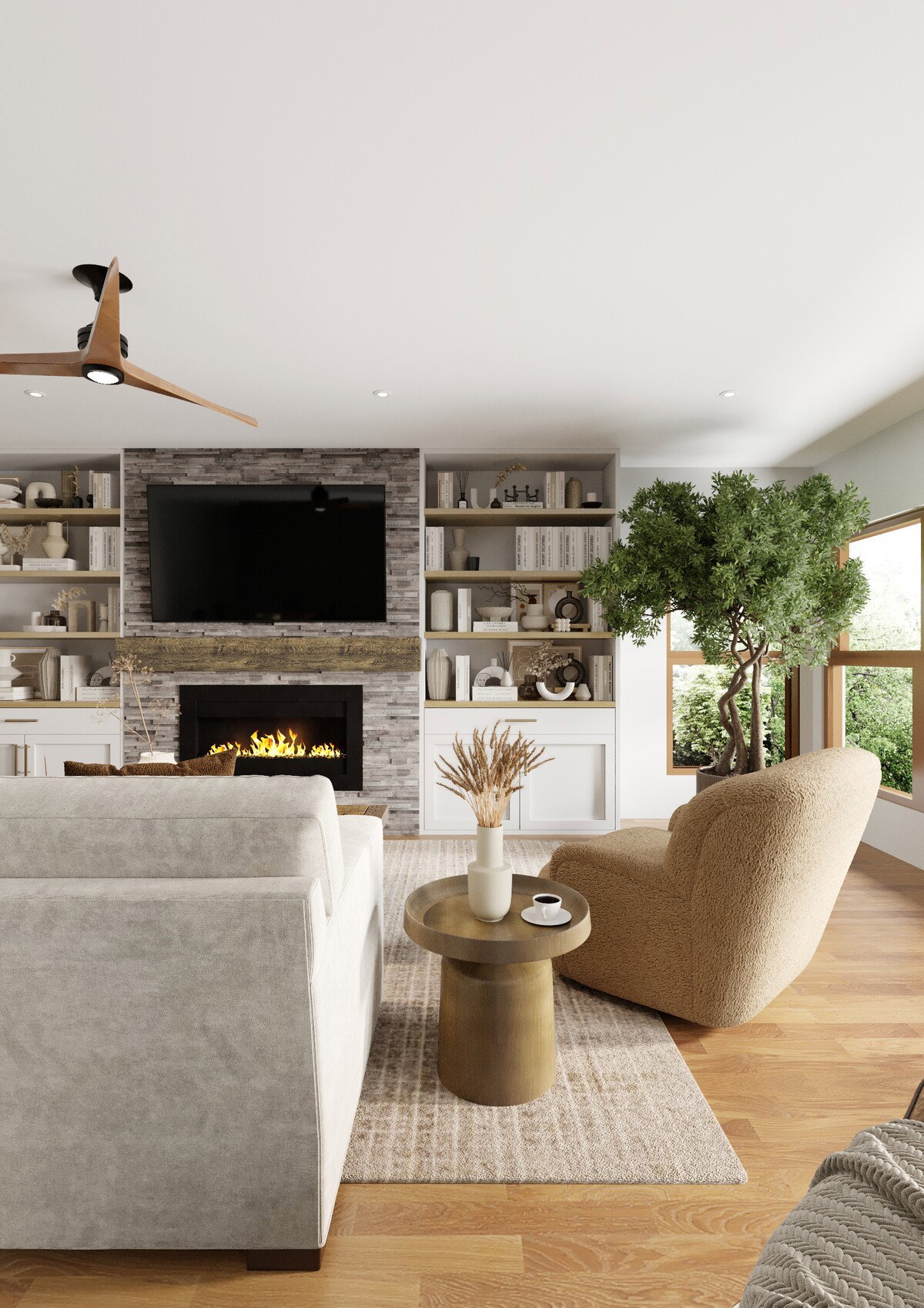 Renderizado de diseño de hogar elegante, transitional y chic