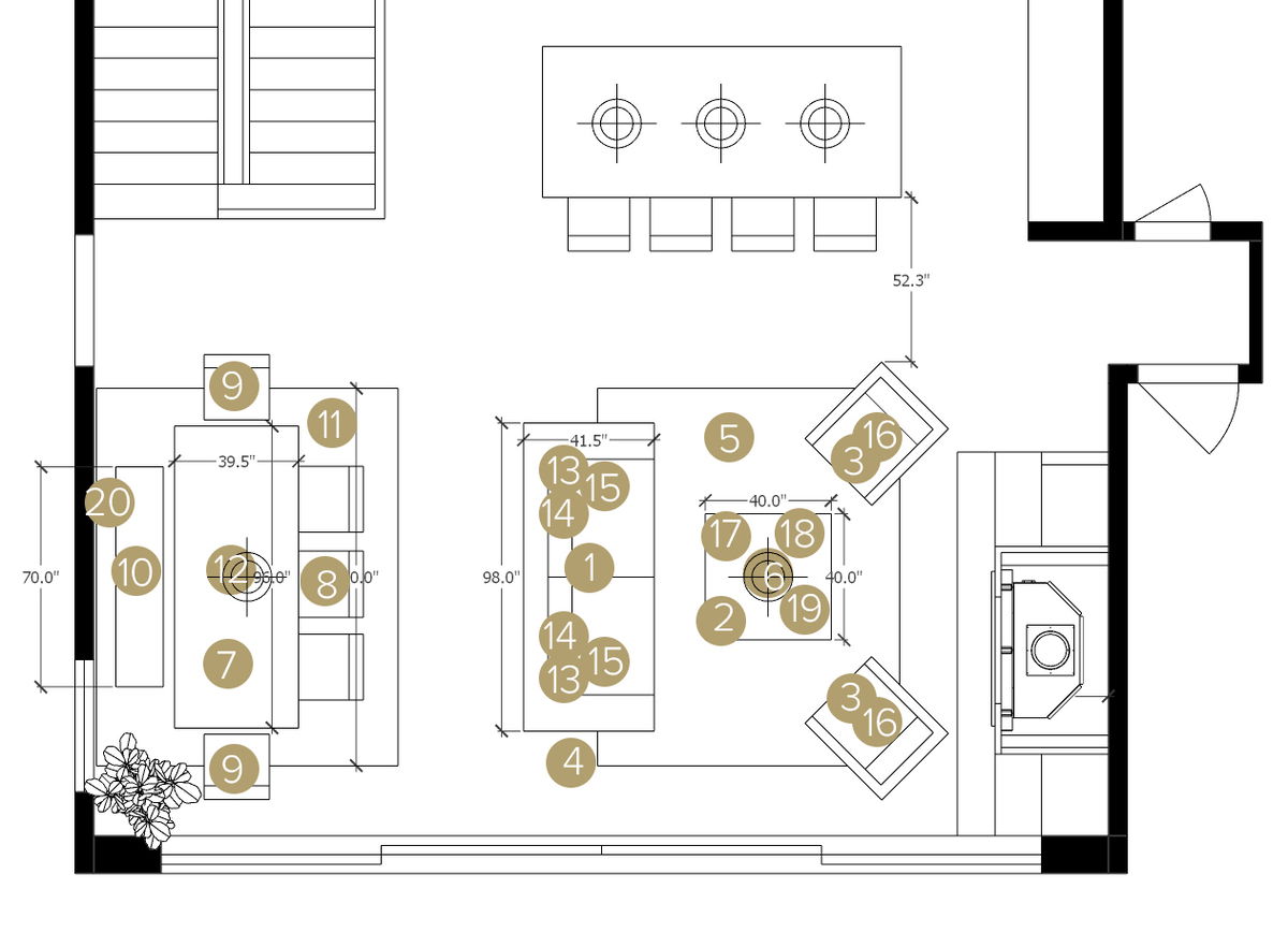 Online Designer Combined Living/Dining Floorplan