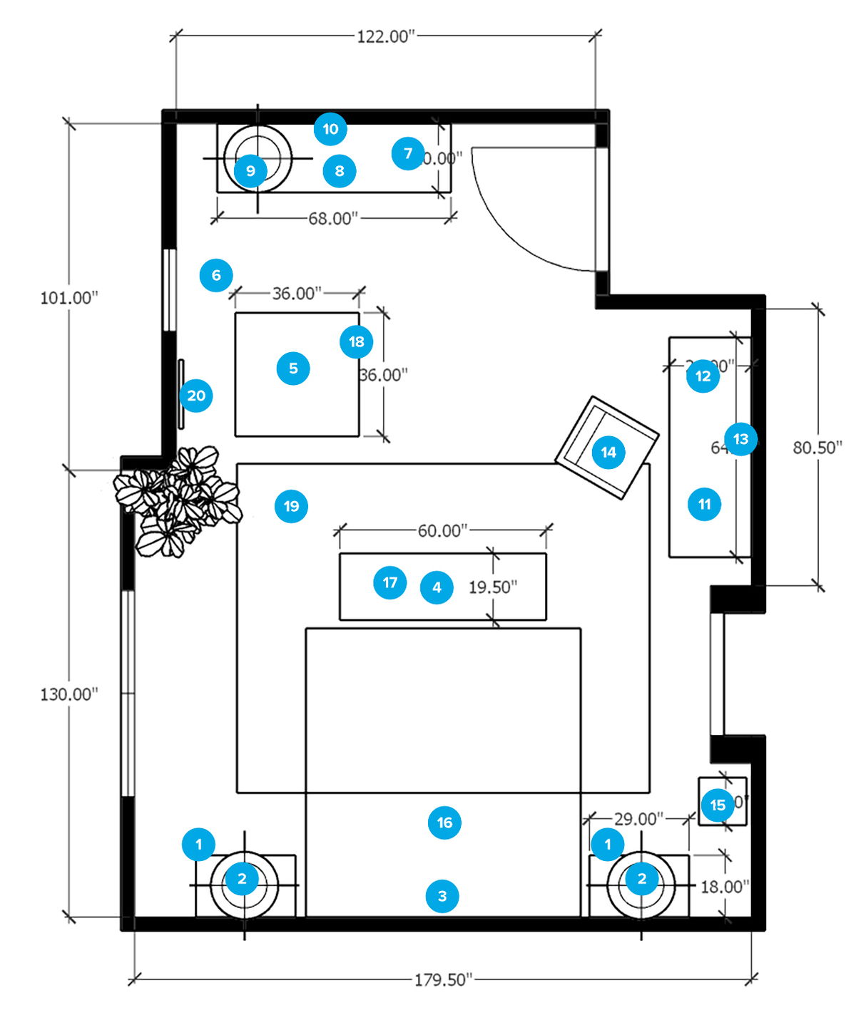 Online Designer Bedroom Floorplan