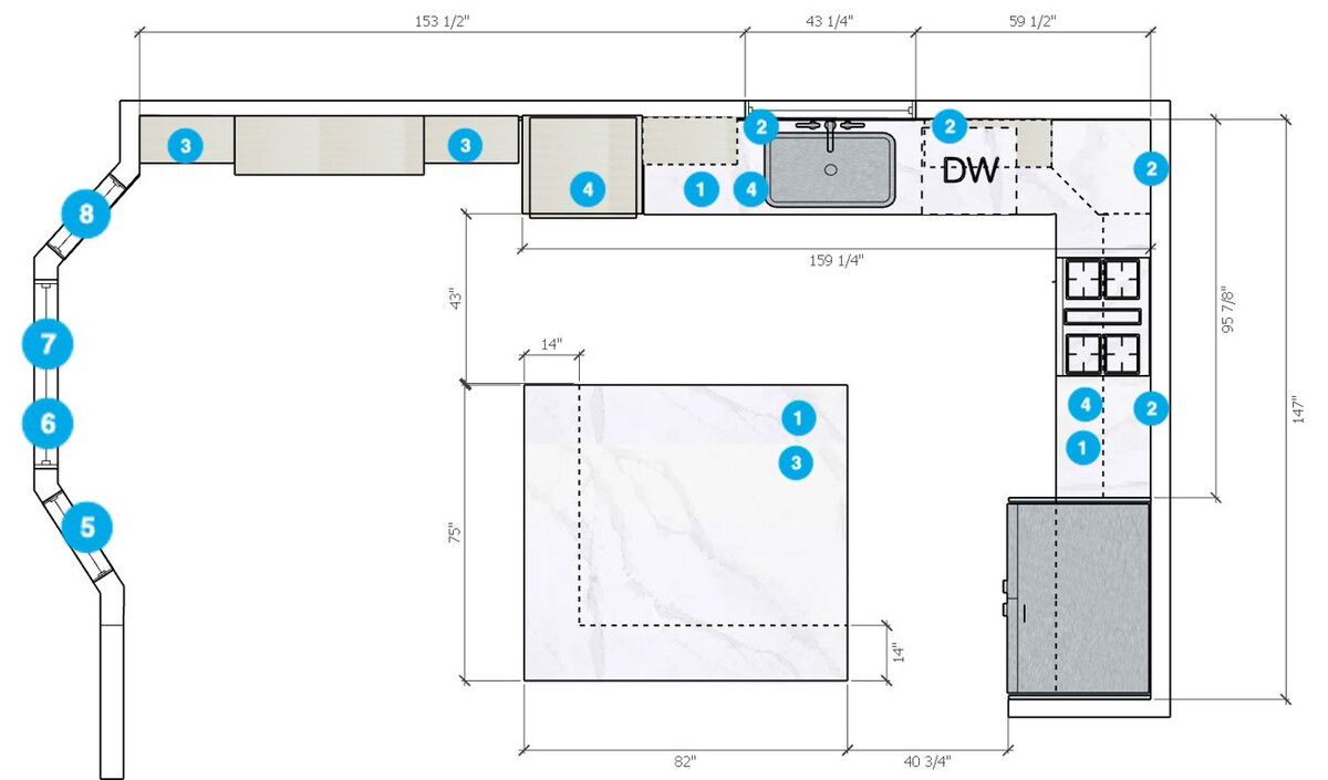 Online Designer Kitchen Floorplan