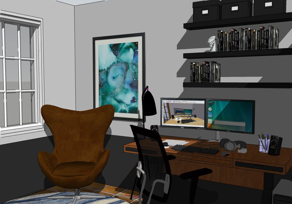 Modelo 3D de hogar/oficina pequeña del diseñador en línea 1