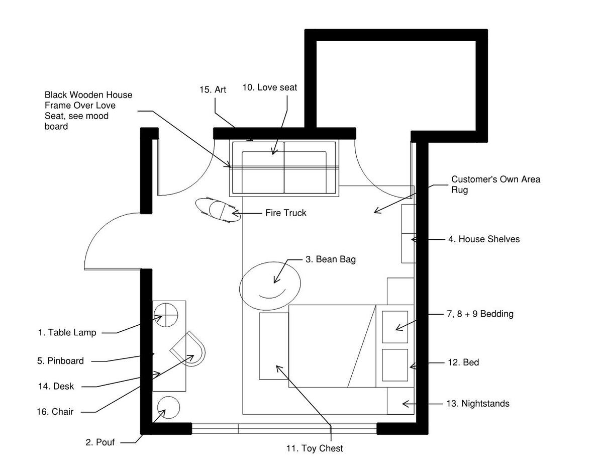 Plano del Dormitorio del Diseñador en Línea