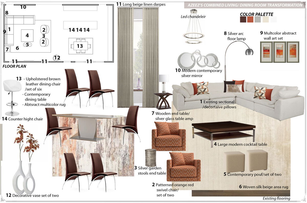 Online Designer Combined Living/Dining Interior Design Ideas