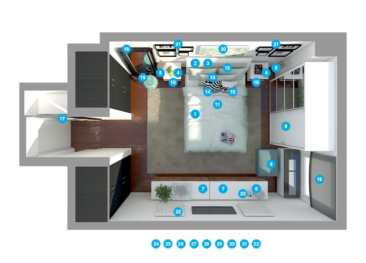 Plano del Dormitorio del Diseñador en Línea