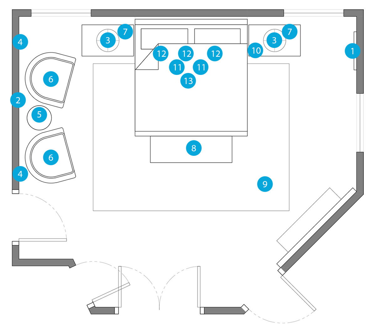 Online Designer Bedroom Floorplan
