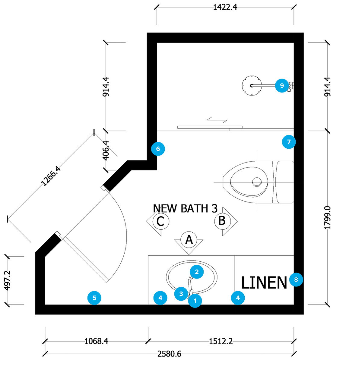 Online Designer Bathroom Floorplan