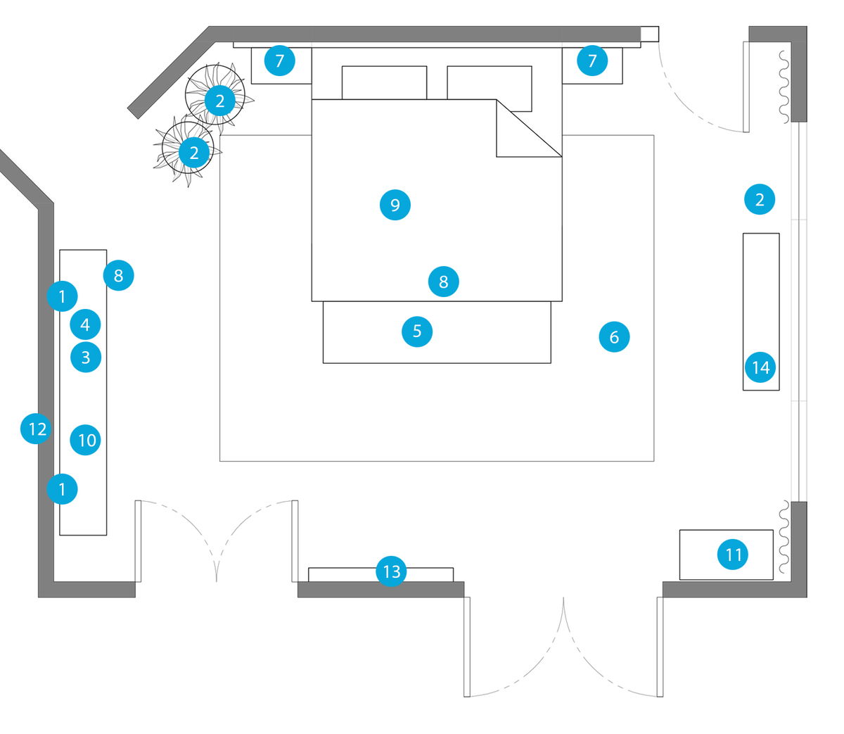 Online Designer Bedroom Floorplan