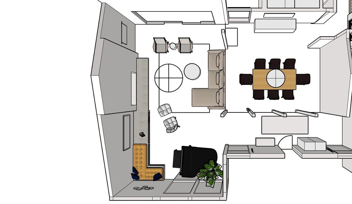 Online Designer Combined Living/Dining Floorplan