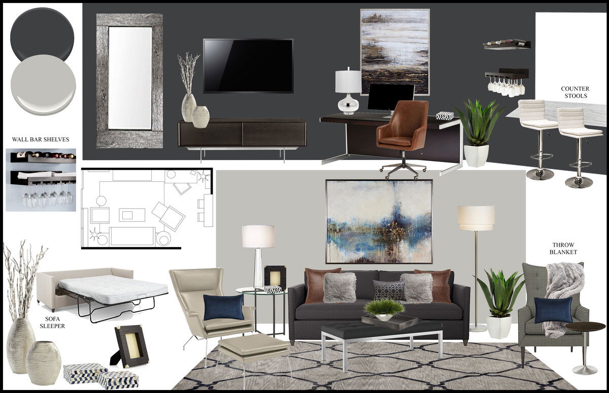 Masculine and Modern Bachelor Pad | Decorilla