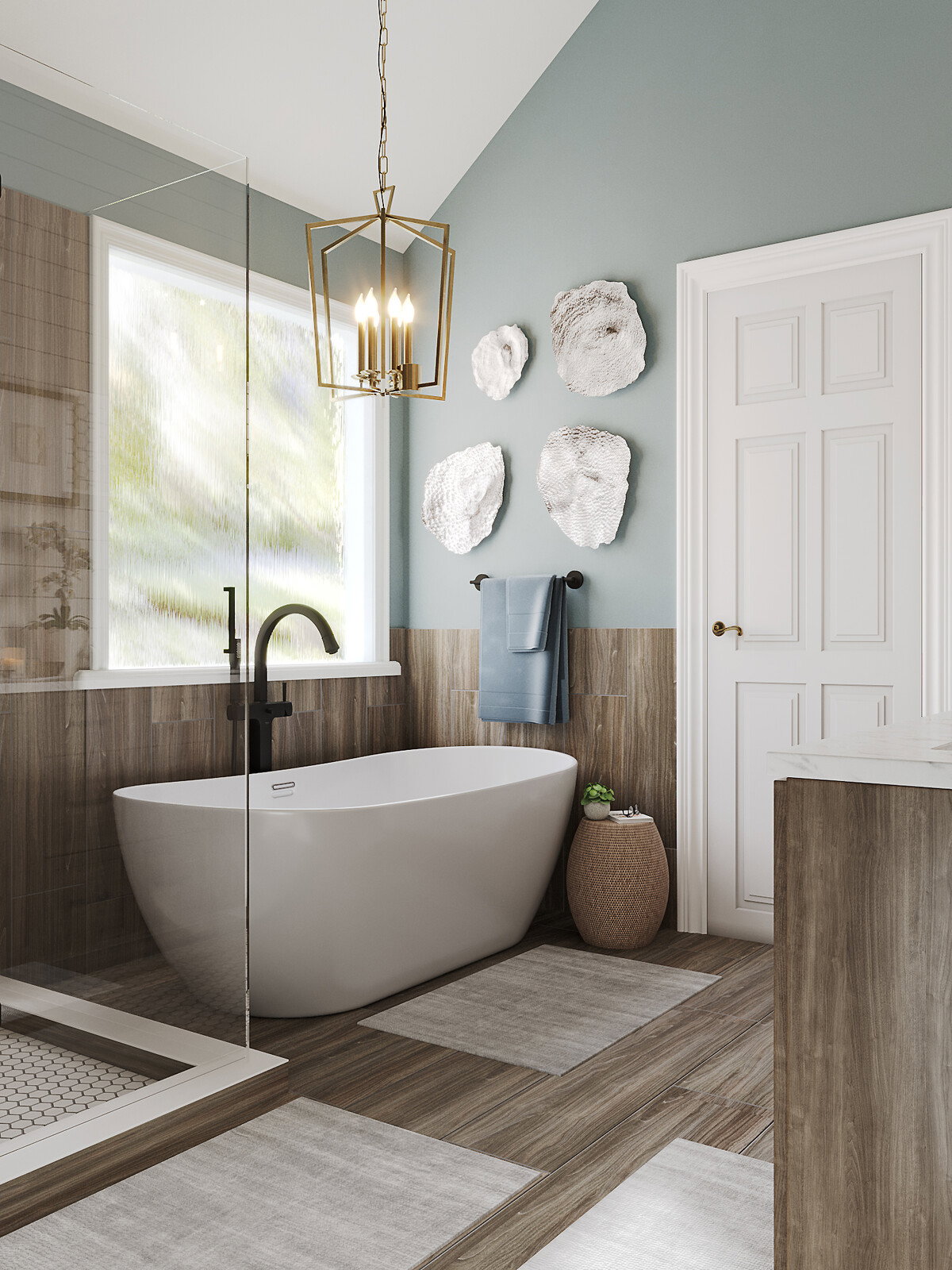 Renderizado de Diseño de Baño Moderno Campestre