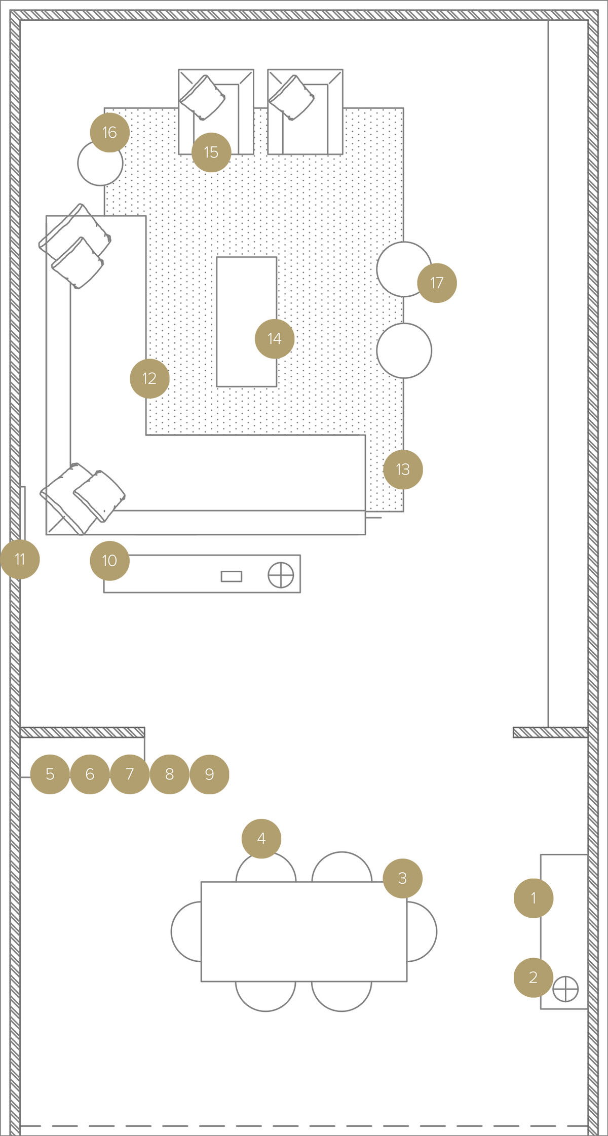 Online Designer Combined Living/Dining Floorplan