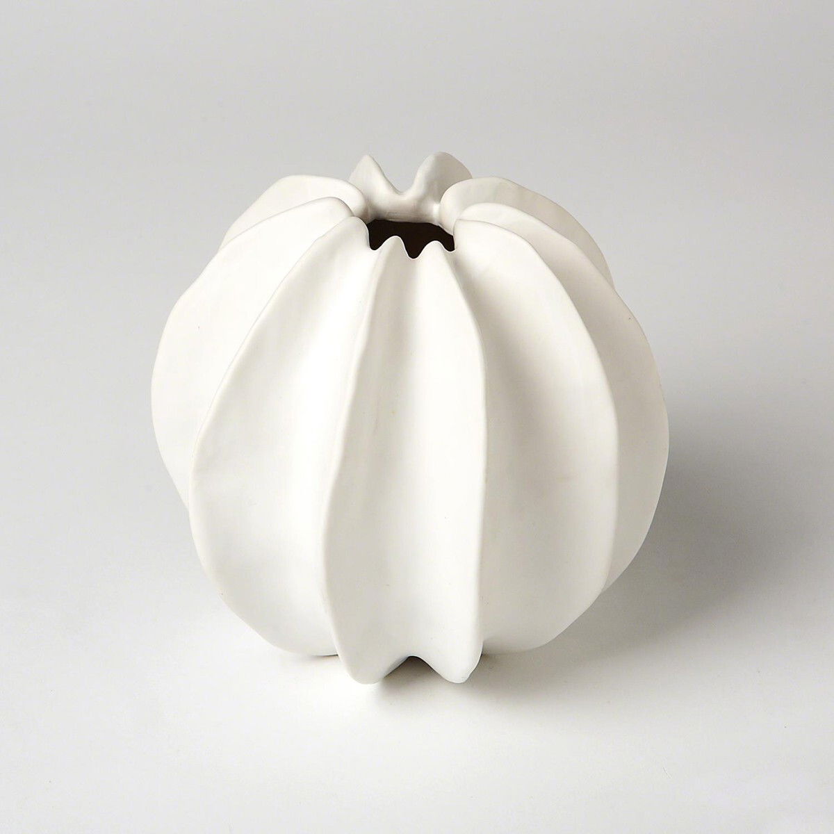 Pumpkin Matte White Vase large image 