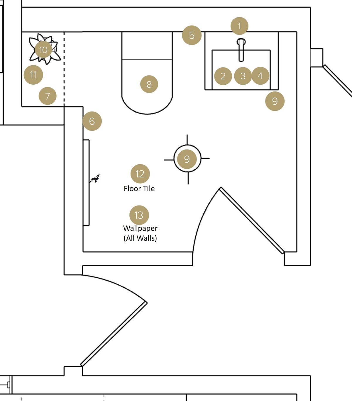Online Designer Bathroom Floorplan
