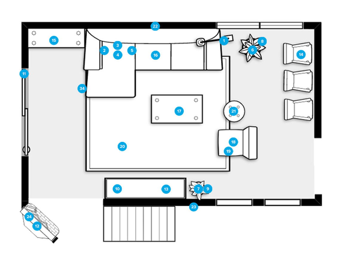 Online Designer Combined Living/Dining Floorplan