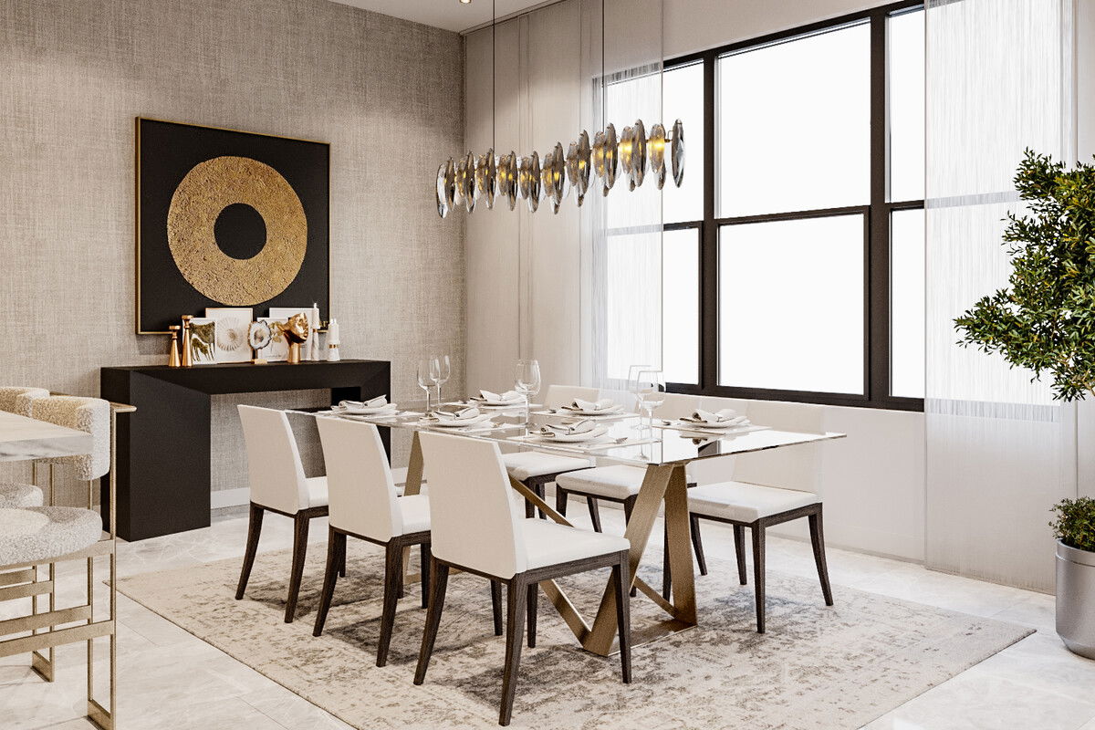 Combined Modern Luxury Living and Dining Room