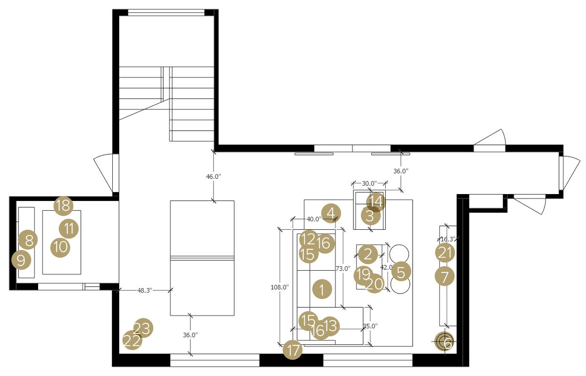 Online Designer Combined Living/Dining Floorplan