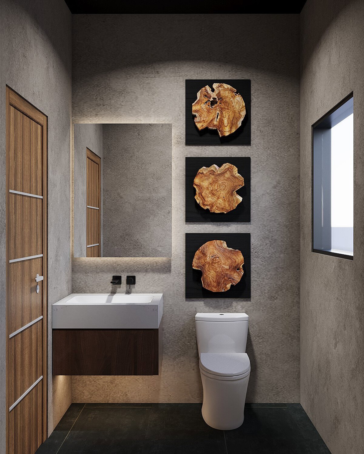 Diseño de Casa Contemporánea Sofisticada con Acentos Oscuros Miniatura de Renderizado