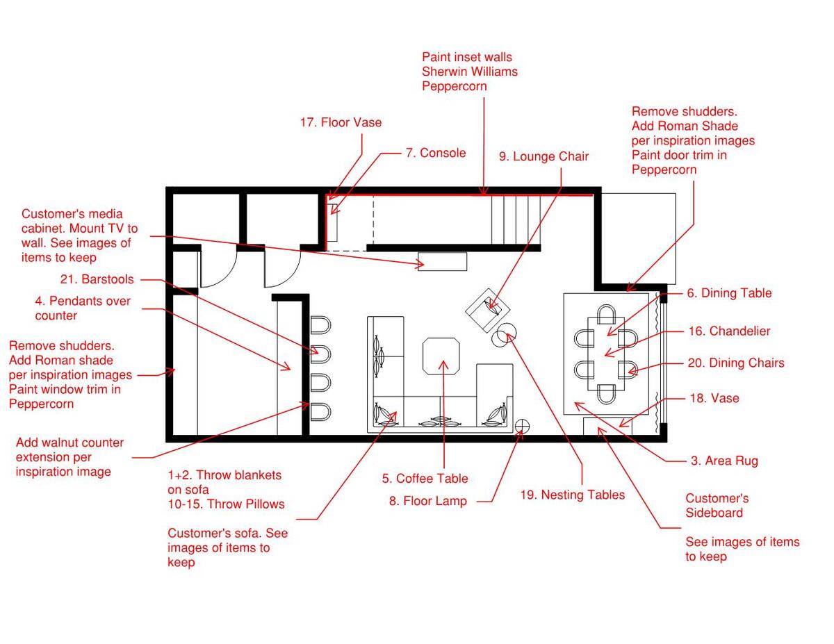 Online Designer Combined Living/Dining Floorplan