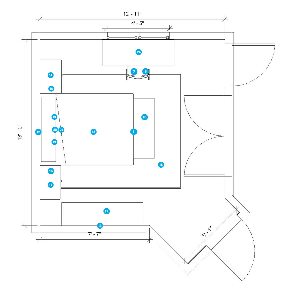 Plano del Dormitorio del Diseñador en Línea