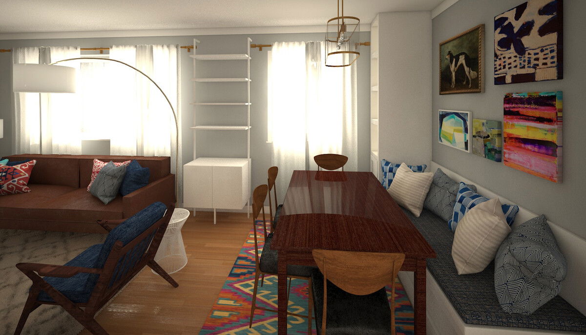 Online Designer Combined Living/Dining 3D Model 4