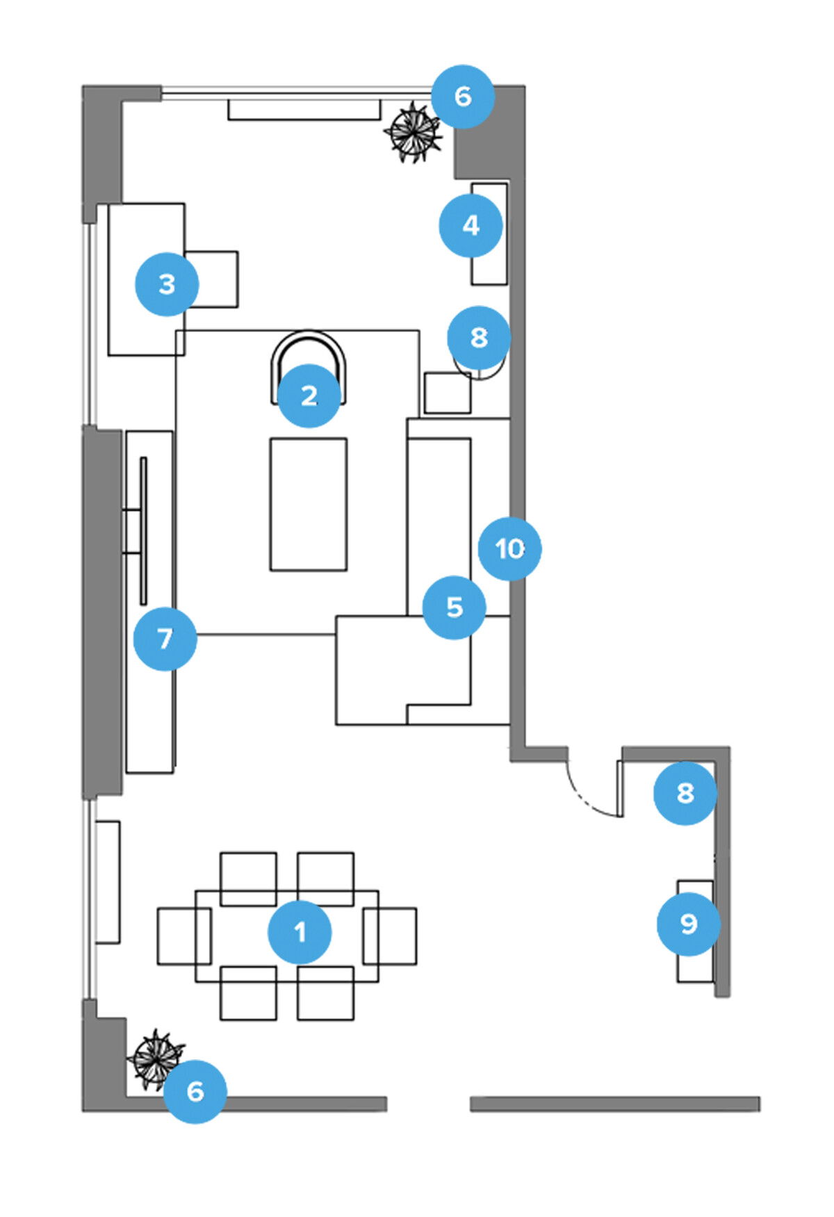 Online Designer Combined Living/Dining Floorplan