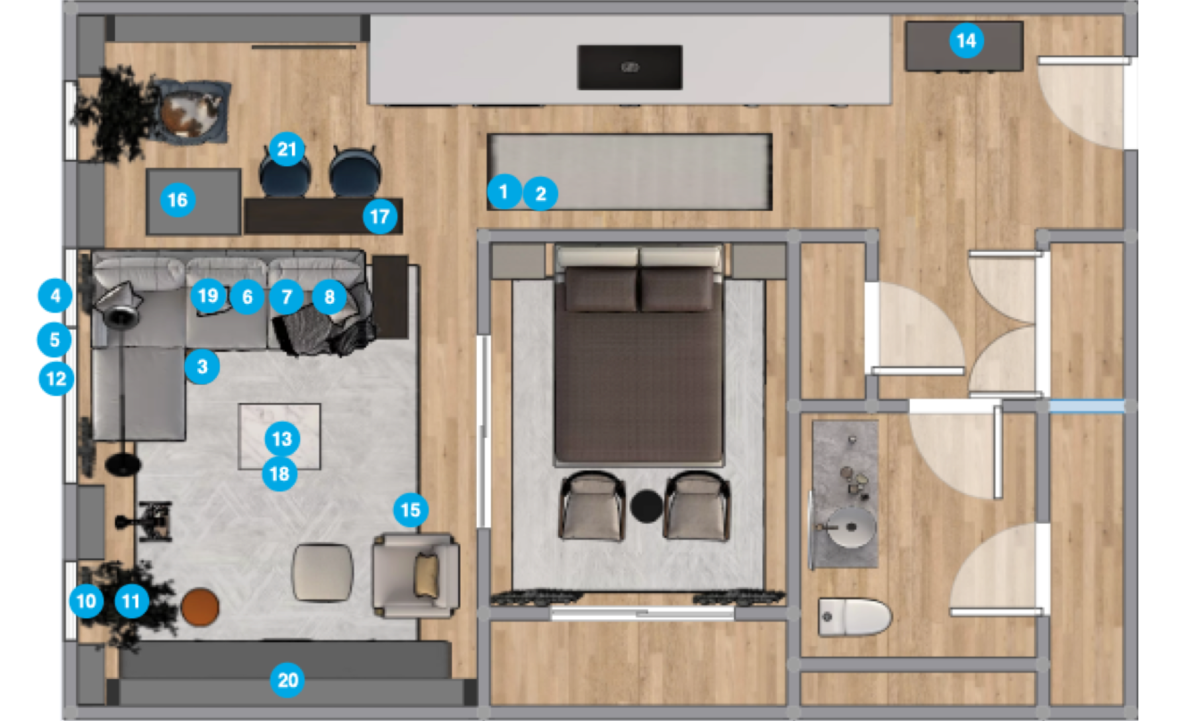 Online Designer Combined Living/Dining Floorplan