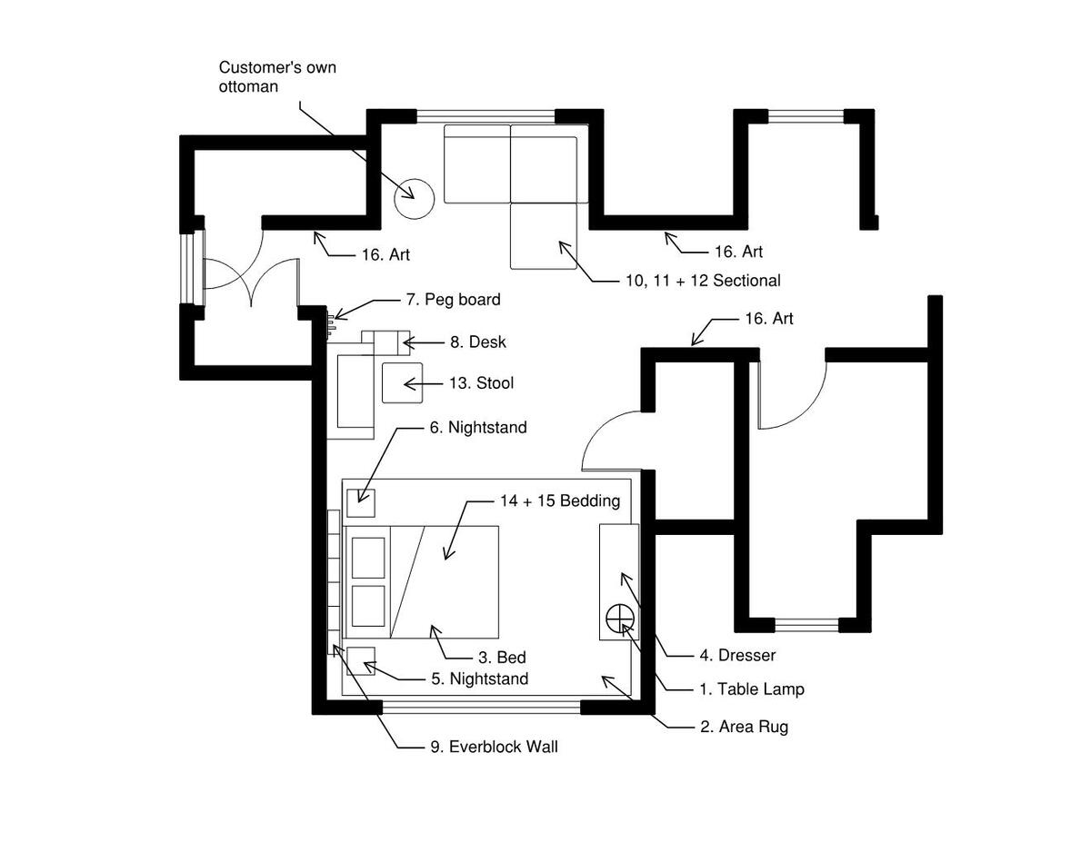 Plano del Dormitorio del Diseñador en Línea