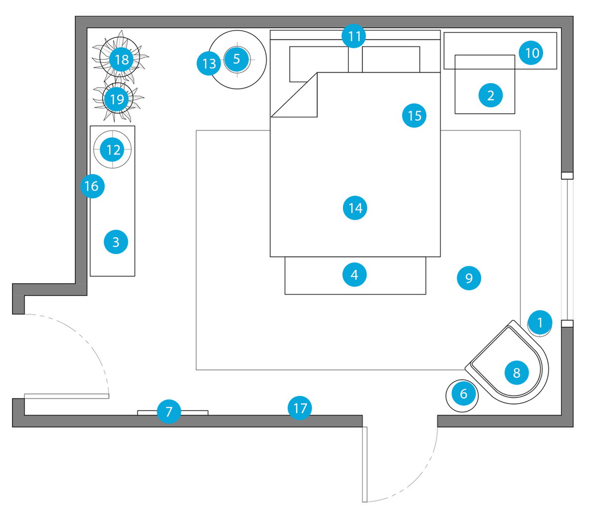 Online Designer Bedroom Floorplan