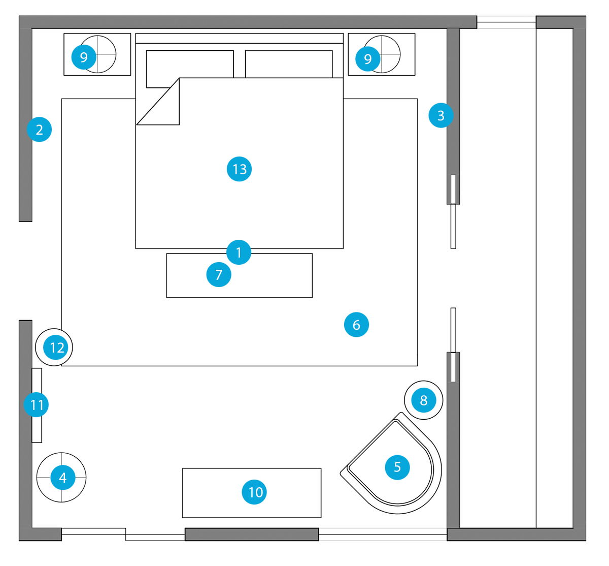 Plano del Dormitorio del Diseñador en Línea