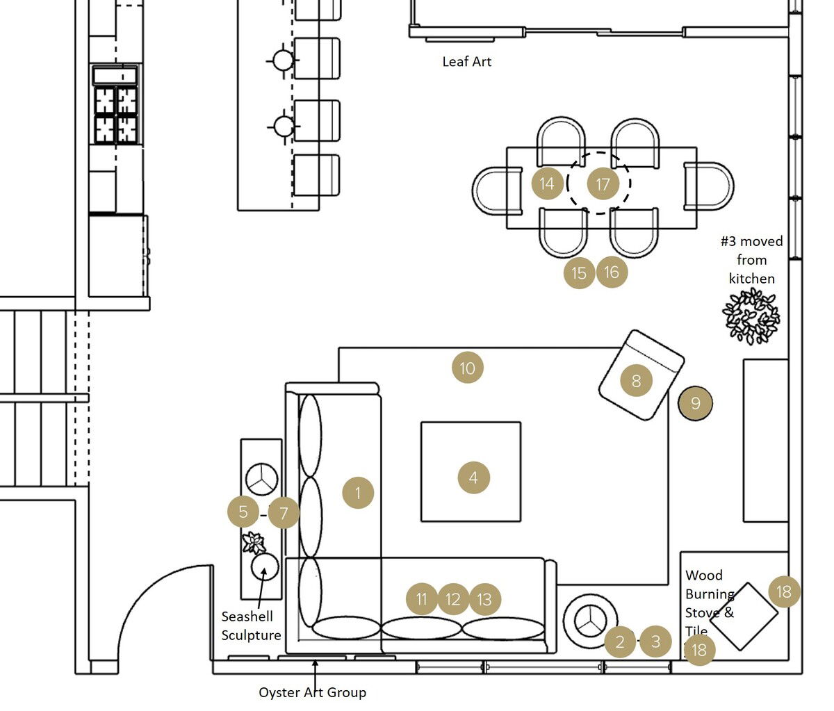 Online Designer Combined Living/Dining Floorplan