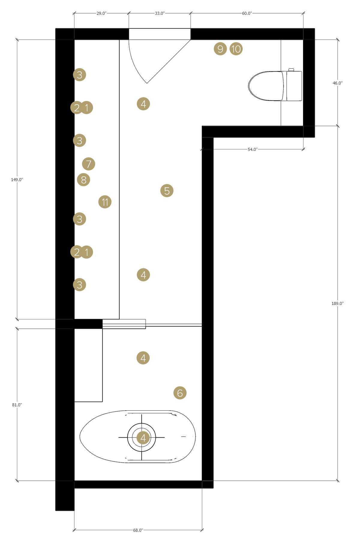 Online Designer Bathroom Floorplan