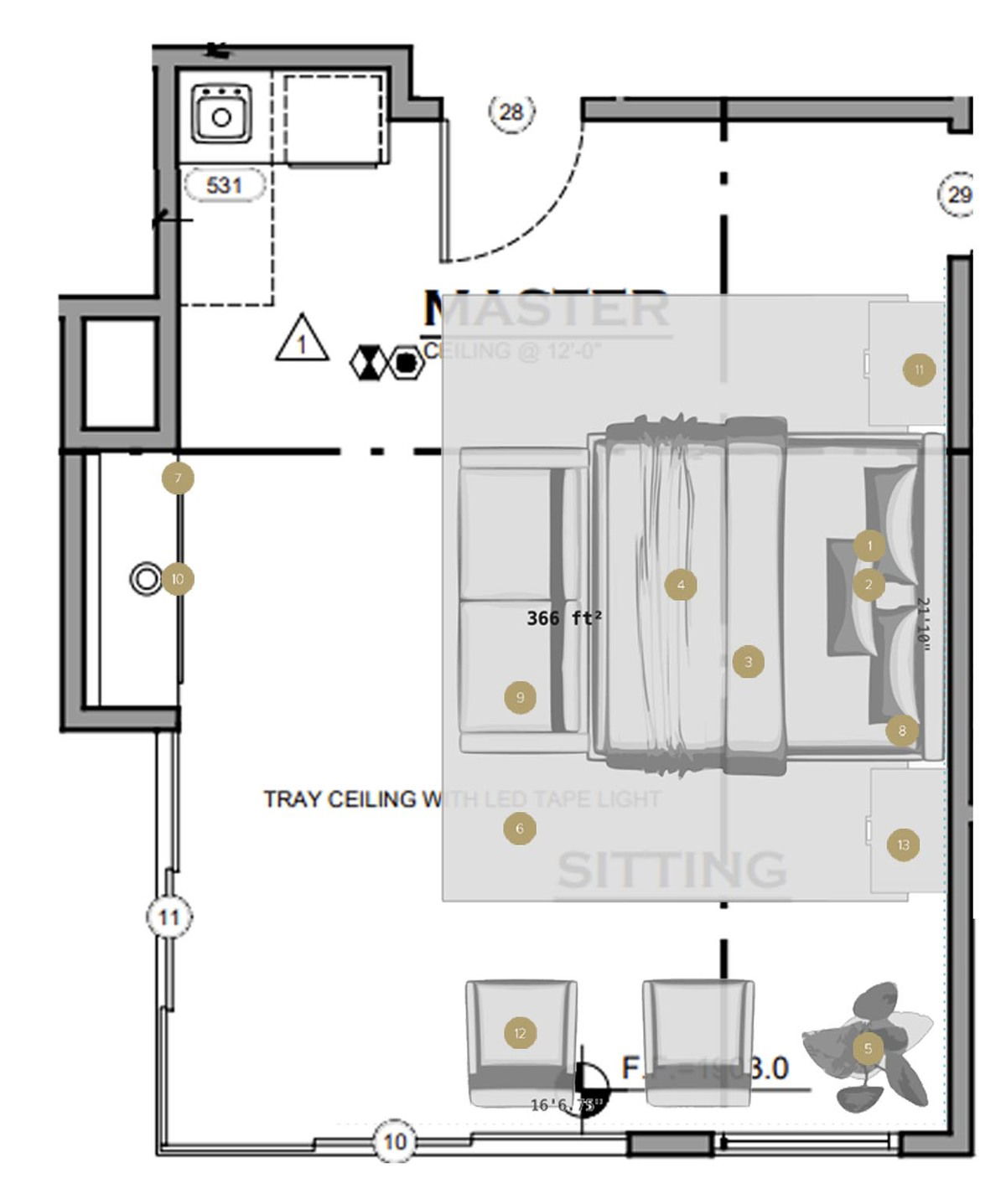 Online Designer Bedroom Floorplan