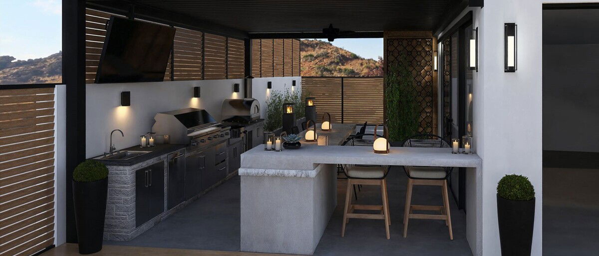 Modern Patio Grill & Bar Area Design | Decorilla