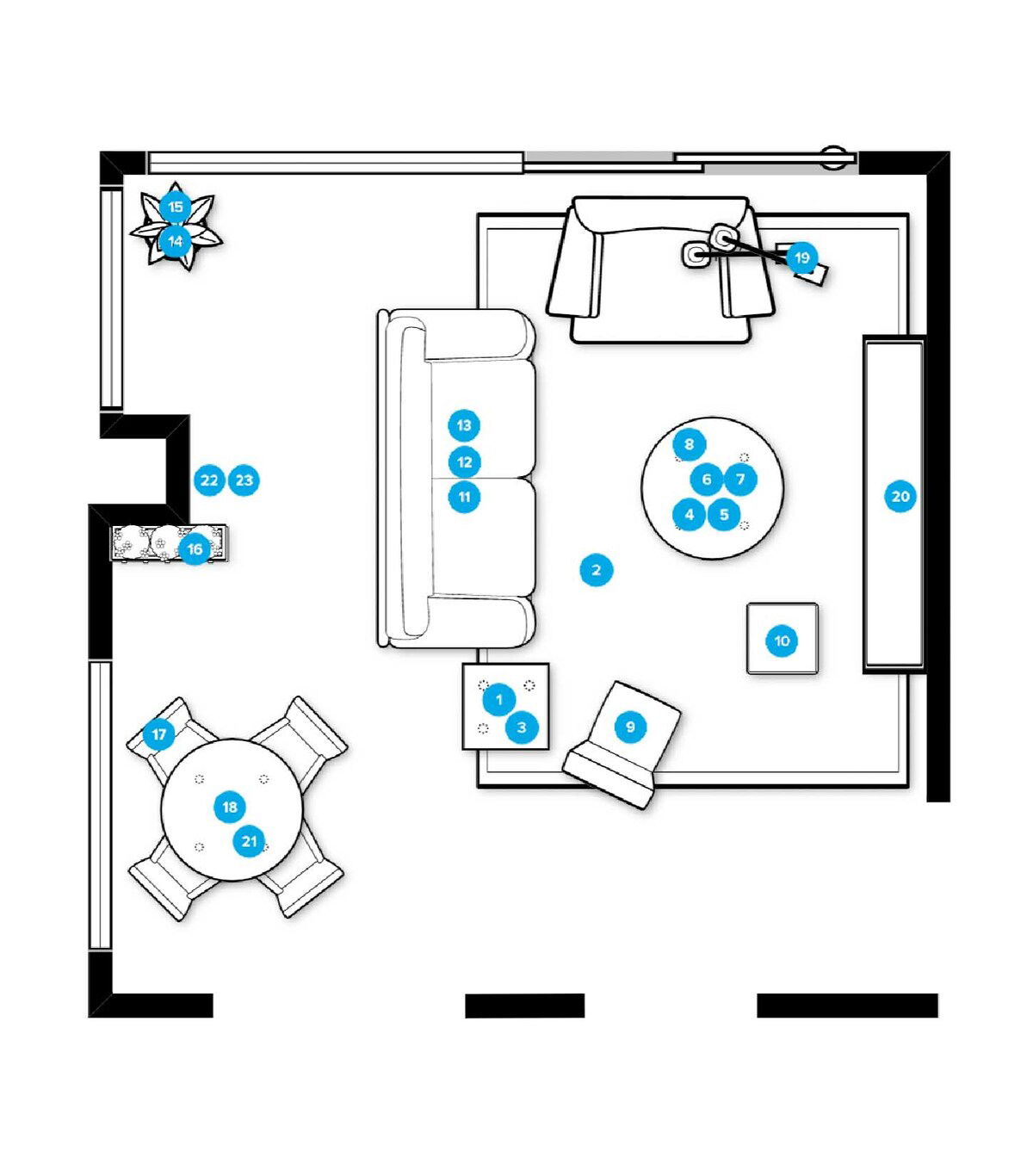 Online Designer Combined Living/Dining Floorplan