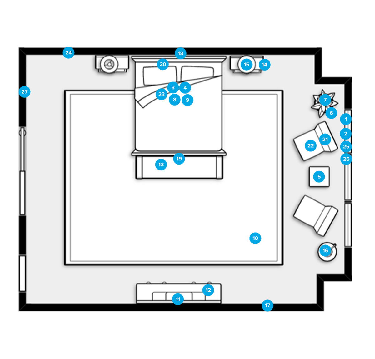 Plano del Dormitorio del Diseñador en Línea