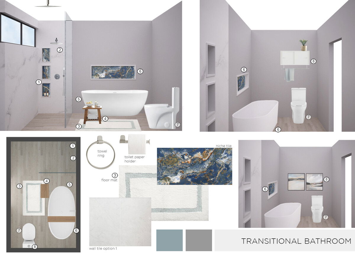 Transitional Master Bathroom Interior Design | Decorilla