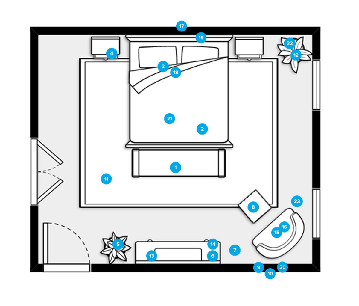 Online Designer Bedroom Floorplan