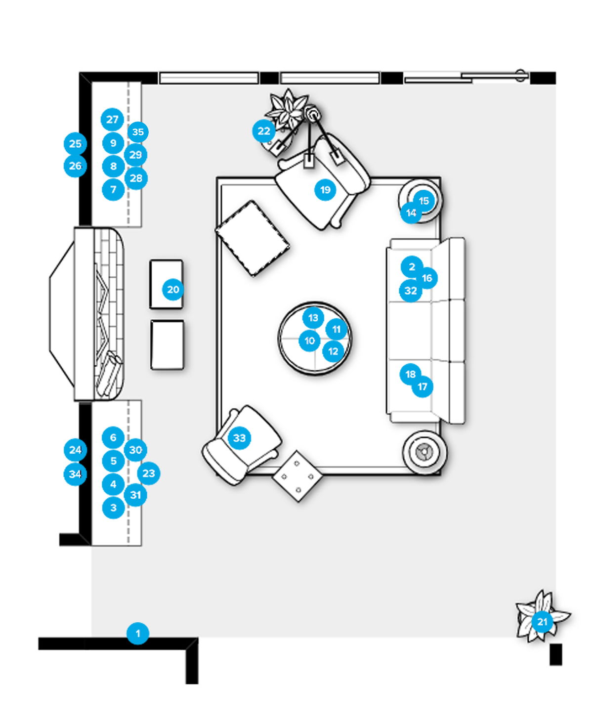 Online Designer Living Room Floorplan