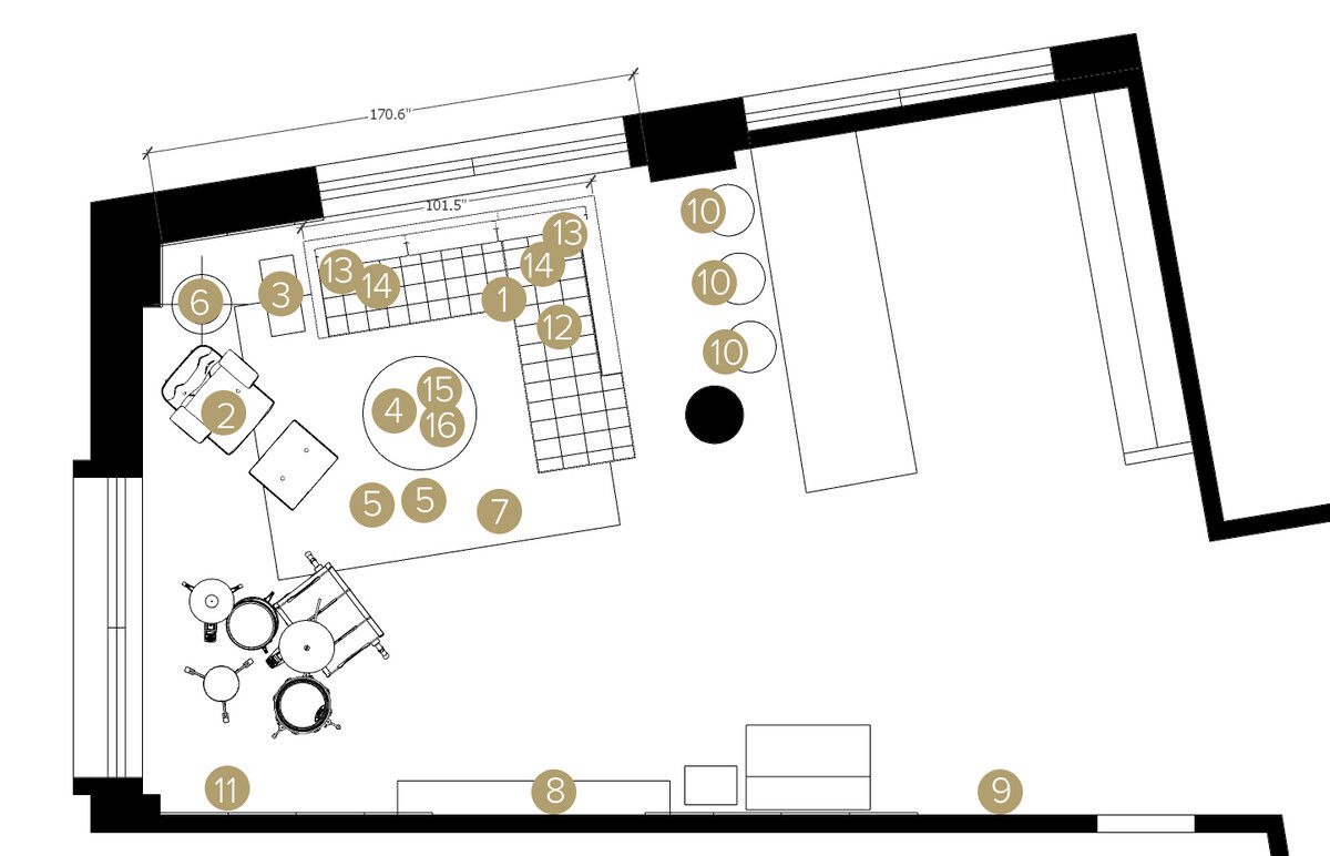 Online Designer Combined Living/Dining Floorplan