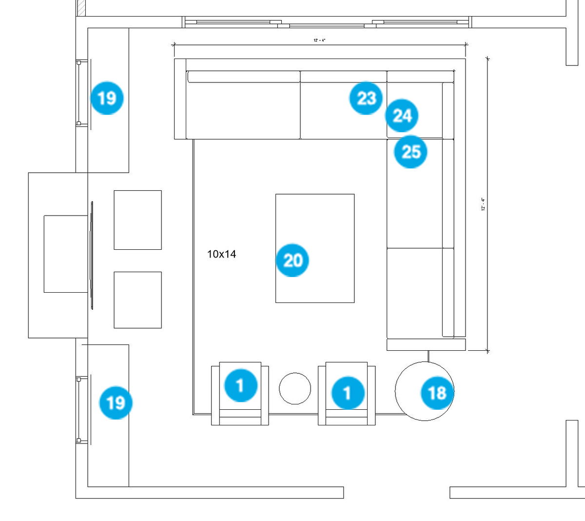 Online Designer Living Room Floorplan